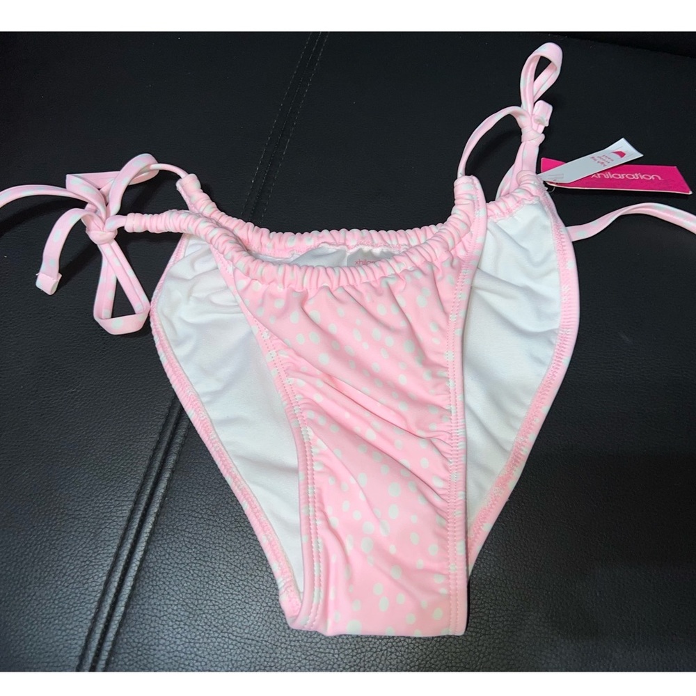 Pink poka dot bikini bottom